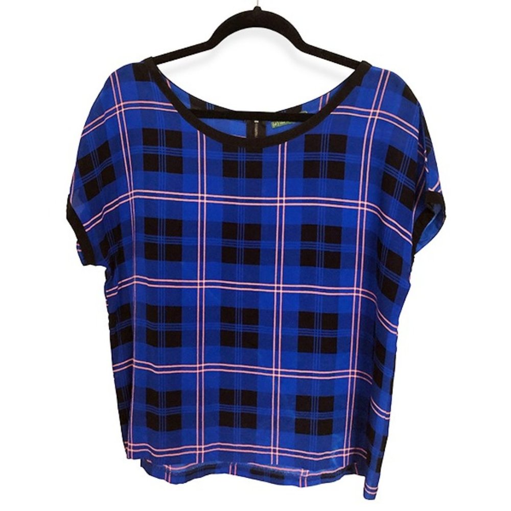 {tl} The Letter Blue Plaid Silk Tee